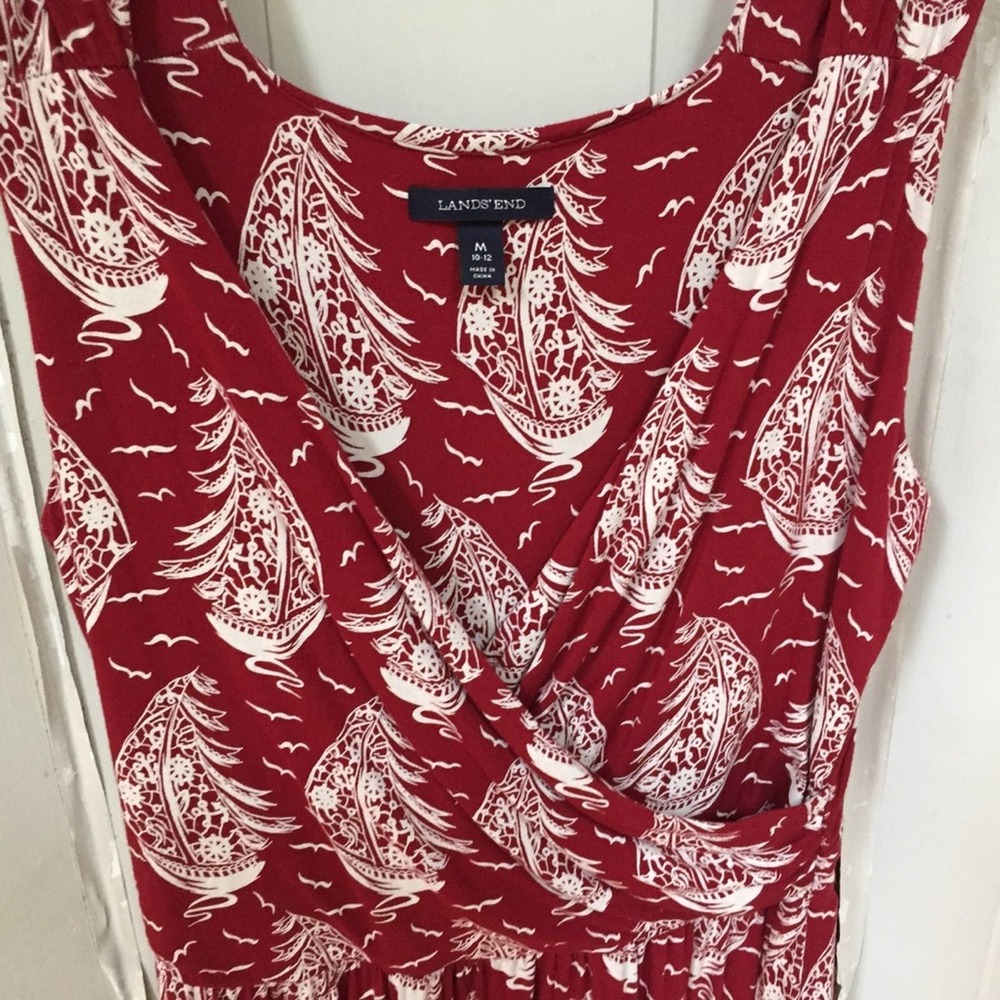 Lands' End Red & White Sailboat Print Dress - Picture 6 of 16